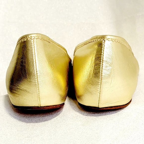 Christian LOUBOUTIN Gold Leather Ballet Style Flats 36 - Picture 5 of 8